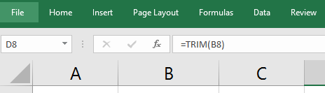 use the TRIM function to clean up cell spaces