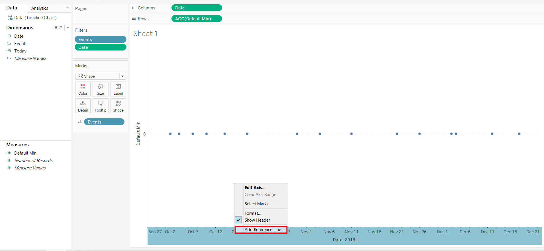 Timeline Chart in Tableau AbsentData