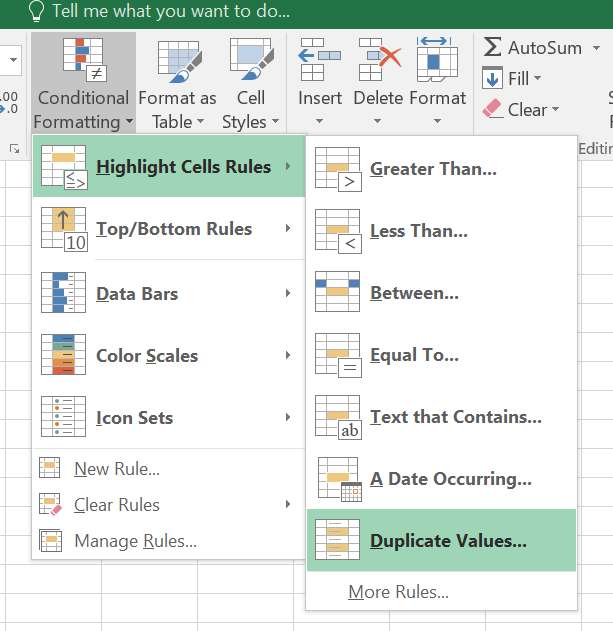 use conditional formatting to find duplicate values in Excel