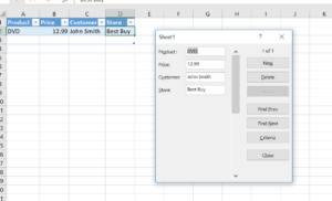 use the form as a data entry form using these excel options