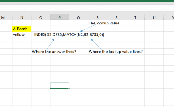Use the index match formula to return a value that you want from a indexed row.